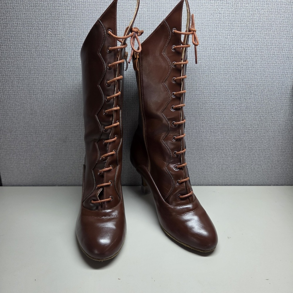 Womens VF Dance Boots Brown 1800s, Can Can, Prairie Costume Boots Size 6